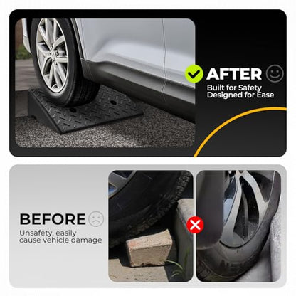 Auto Dynasty Rubber Curb Ramps, 5.5" Lift Height Curbside Driveway Ramp, 4410 LBS/2T Capacity Sidewalk Curb Ramp for Cars Trucks Bikes Motorcycles Wheelchairs, 2 Pack - size: 5.5" Rise