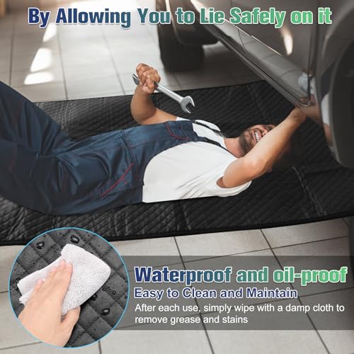 Wayona Rolling Creeper Mat 58"X27", Foldable Under Car Repair Mat for Mechanics, Automotive Creeper Mat with Storage Bag Gloves for Low Clearance, Uneven Roads, Long-Distance Trucks and All Terrains
