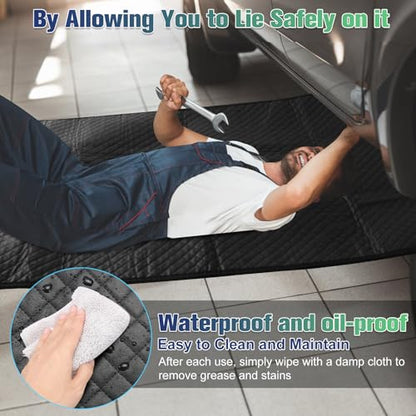 Wayona Rolling Creeper Mat 58"X27", Foldable Under Car Repair Mat for Mechanics, Automotive Creeper Mat with Storage Bag Gloves for Low Clearance, Uneven Roads, Long-Distance Trucks and All Terrains