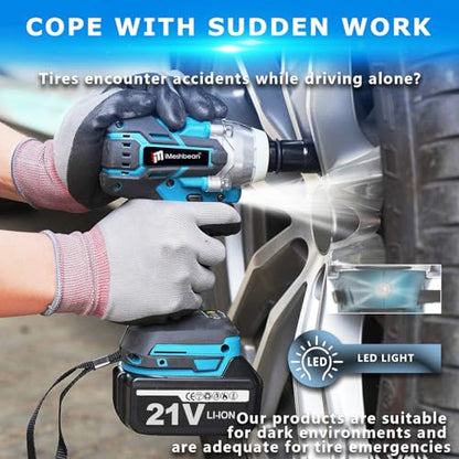 Cordless Impact Wrench 1/2 Inch,21V Brushless Impact Gun with 2 Pack 3.0Ah Battery and Fast Charger,Max 550N.m 3000RPM High Torque Repair And Installation Tools,Impact Wrench with 6 Size Sockets Set