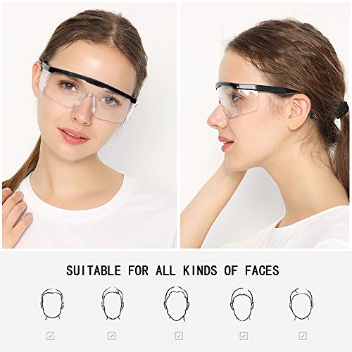 Safety Glasses, 5PCS Adjustable Wide-Vision Protective Glasses, Lightweight Fog-Proof Safety Goggles - color: Black