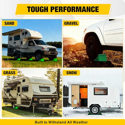 Nilight Wheel Chocks, Heavy Duty Wheel Stopper for Car, Truck, RV, Trailer, Caravan, Motorcycle, 8.7" x 4.8" x 4.2", 2-Pack(Green) - color: Green