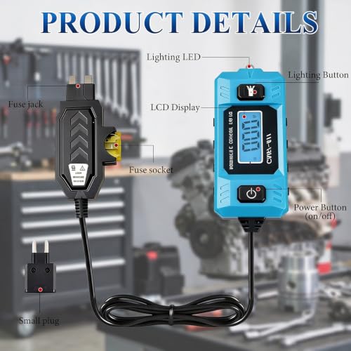 Automotive Circuit Fault Probe Tester, Automotive Current Draw Tester Max 48V, 0.01A~19.99A Car Auto Circuit Fault Probe Tool