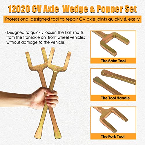 12020 Front Wheel Drive Axle Puller/Fork & Shim Tool + CV Axle Removal Tool / 1040 CV Joint Fork Removing Adapter, Use to Break Half Shafts Loose from Transaxle, Fix Damaged CV Joints