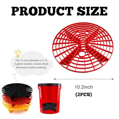 Yourkar 2 PCS Car Wash Bucket Inserts, Plastic Vehicle Wash Bucket Insert Detail Grit Trap, Auto Wash Dirt Collectors Fits 12 Inch Diameter Bucket, Universal Car Accessories (Red) - color: Red, 2pcs