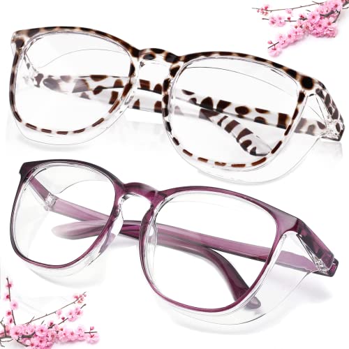 SQIMZAR Safety Glasses Goggles For Women Nurses Protective Eyewear,Anti Fog Safety Goggles - color: Purple+leopard