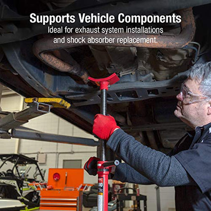 Sunex 6809A, Underhoist Support Stand, ¾ Ton Capacity, 12 Inch Diameter Base, Contoured Saddle, Bearing Mounted Spin Handle, Self-Locking ACME Threaded Screw, Supports Vehicle Components - size: Regular