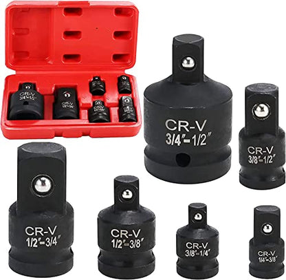 WYBENZ 6PCS Impact Socket Adapter and Reducer Set, 1/4" 3/8" 1/2" 3/4" Impact Adapter Set with Storage Case, Impact Driver & Wrench Conversion Kit Socket Reducer Set Mechanic tools - style: 6 Pcs