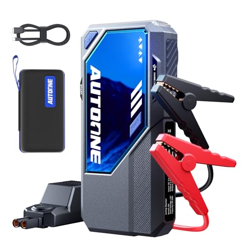 AUTOONE M4 Jump Starter 8000A Car Battery Jumper Starter Portable, 12V Jump Pack (All Gas/12L Diesel) Jump Box for Car Battery with Built-in Booster, Storage Case, LED Light, Jumper Cables - size: 8000A