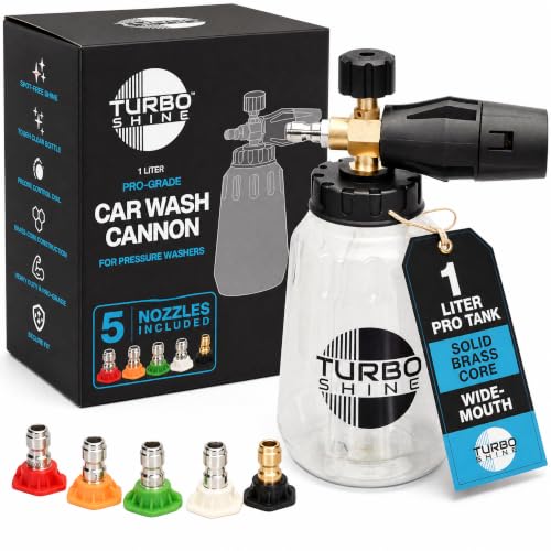 Professional Foam Cannon for Pressure Washer – Wide Mouth Snow Foam Lance with Adjustable Spray Pattern – Heavy Duty Car Wash Soap Dispenser – 1/4" Quick Connector (Clear, 1 Liter)