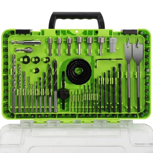 Drill Bit Set, Yougfin 90 pcs Impact Driver Bit Set for Wood Drilling Drill Driver Bit Set for Wood, Metal, Masonry Includes HSS Drill Bits, Carbon Steel Hole Saws, Bit Holder, Nut Drivers, etc - size: 90 Pieces