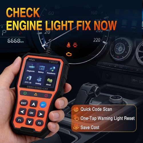Nilight YM529 Smart Wireless OBD2 Scanner with Wireless Update - Professional Car Diagnostic Tool with 2.8" IPS Screen - Auto Code Reader for Check Engine Light & Wireless Update, 1996-2026 Vehicles - color: A