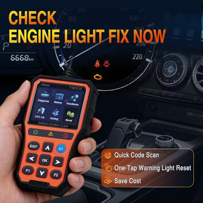 Nilight YM529 Smart Wireless OBD2 Scanner with Wireless Update - Professional Car Diagnostic Tool with 2.8" IPS Screen - Auto Code Reader for Check Engine Light & Wireless Update, 1996-2026 Vehicles - color: A