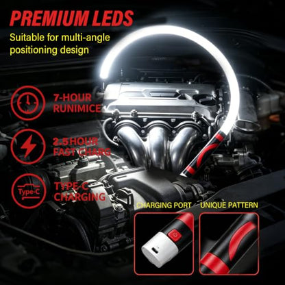 Bendable LED Flashlight Stick- 30", Bendable Flashlight | 360° Flexible Neck,1200 Lumens,Rechargeable,Waterproof for Camping,Emergency,Car Repairing,Engine Bay,Under Hood,Tight Spaces