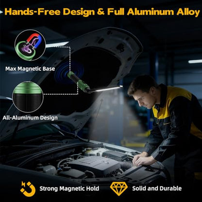 LNRYY Magnetic Work Light 2Pack,1500 High Lumens & All Aluminum Rechargeable LED Work Light, 7 Modes & 360° Rotation Magnetic Flashlight, Mechanic Light for Car Repairing, Fathers Day Dad Gifts | All Aluminum, 1500 High Lumens, Digital Display, 360° Rotat