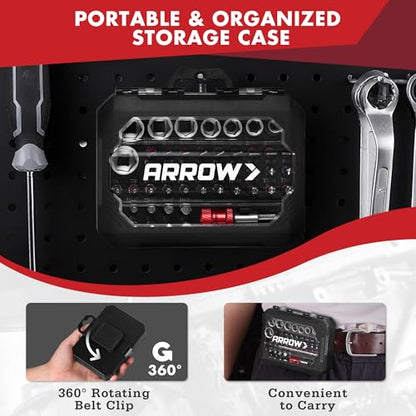 ARROW 48-Piece 1/4" Screwdriver Bit & Socket Set, Color-Coded S2 Steel Drill Bits with Magnetic Bit Holder, 6–13mm CR-V Sockets, Compatible with Power Drill, Screwdriver & Mini Ratchet Wrench - style: 48 PCS Screwdriver Bit & Socket Set