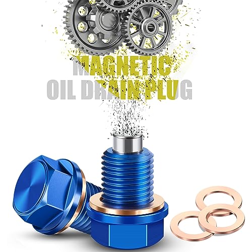M14 x1.5 Magnetic Oil Drain Plug with Crush Washer Gaskets Replacement for Ford GM Hyundai KIA and More Select Models - size: M14×1.5