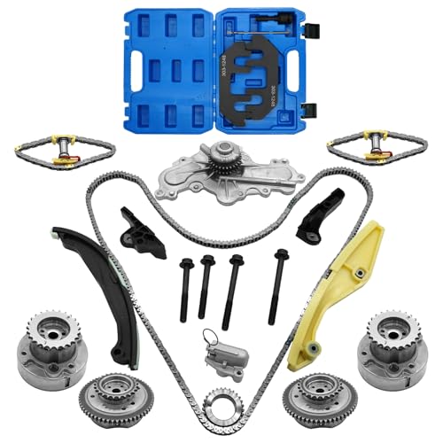 90738S Timing Chain Kit with Water Pump Fit for Ford Explorer Edge Taurus 3.5 3.7, for Lincoln MKX MKZ 3.5L 3.7L 2011-2017, Camshaft Holding Tool with Timing Alignment Holder Tool