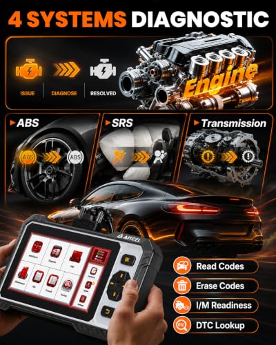 ANCEL FX6000 Bidirectional OBD2 Scanner, 4-System Diagnostic Tool for ABS, SRS, Transmission & Engine, 7+ Reset, Oil/EPB/BMS/SAS/Throttle Reset, ABS Bleeding, Live Data, Auto VIN, Lifetime Update - color: Red-Black