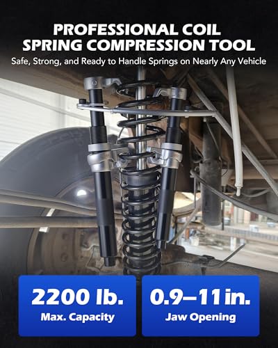 OMT Coil Spring Compressor Tool Set, 2200lb Strut Compressor Tool | 0.9"-11" Strut Spring Compressor Tool with Adjustable Safety Stand for Sedan SUV Pickup Truck Light Truck