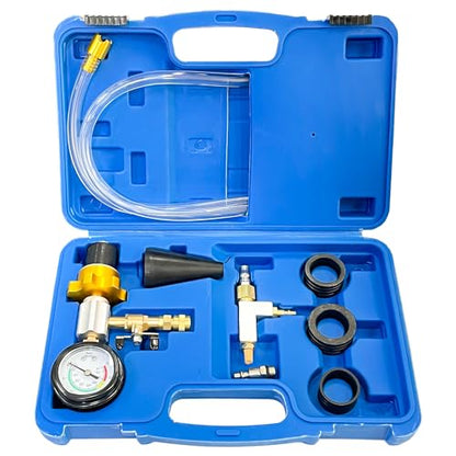 Sutekus Coolant System Refiller Kit Cooling System Vacuum Purge Radiator Coolant Refill Tool Vacuum Fill Coolant Tool with 4 Sizes Adapters for Car Van SUV Truck