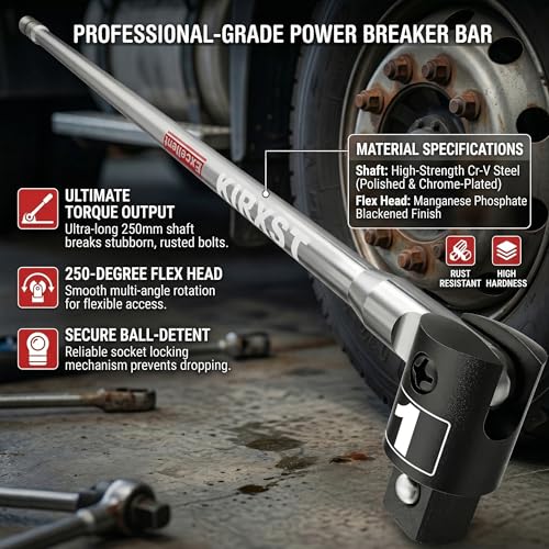 41-Inch 1” Drive Breaker Bar, Heavy Duty Extension Breaker Bar, 250° Rotatable Head, Premium Chromium Molybdenum Steel, Mechanical Work, Automobile and Motorcycle Maintenance and Repair - size: 1" 41 in