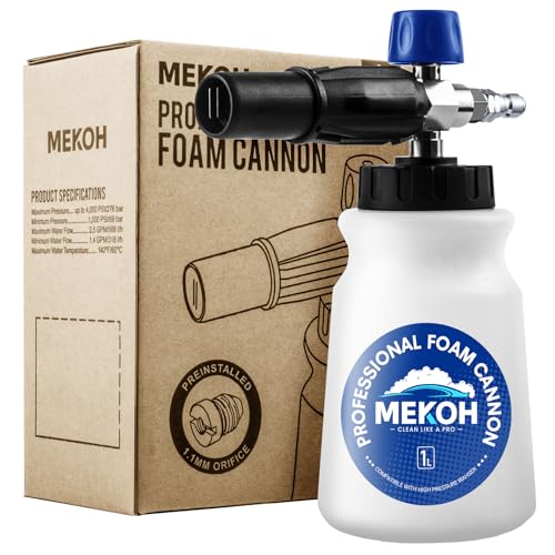 MEKOH Foam Cannon for Pressure Washer, Thick Snow Car Wash Foam Gun with 1.1mm Orifice & 1/4" Quick Connect, Pressure Washer Soap Cannon Attachment for Auto Detailing, Big Mouth Foam Blaster, 4000 PSI - size: 1.1mm
