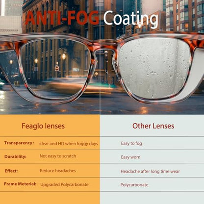 Feaglo Safety Glasses, Anti Fog Safety Goggles for Women Men, Blue Light Blocking Stylish Eye Protection Glasses Side Shield - color: Tea Leopard+black+rainbow+purple