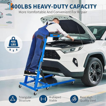 Garvee Automotive Top Side Creeper, 48-68 Inch Adjustable Height, 400 LBS | 48"-68" Adjustable Height, 400LBS Capacity, Blue, 6 Swivel Casters, Foldable, Heavy Duty, For Garage & Auto Shop Repair - color: Blue