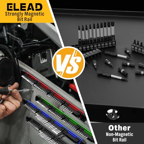 ELEAD 4-Piece Magnetic Slidable Drill Bit Holder, 160 Holes Bit Storage with Strong Magnetic Rail, Screwdriver Drill Bit Organizer for Your Specialty(Bits Not Included) - style: 4 Drill Bit Holder with Magnetic Rail