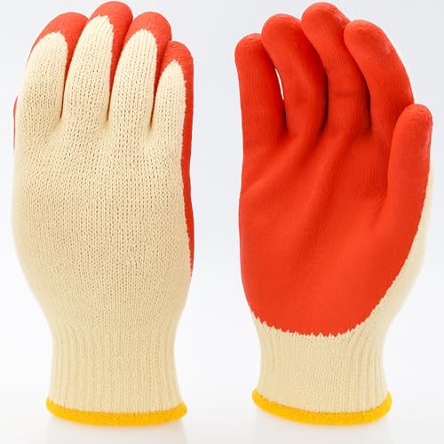 G & F Products String Knit Palm, Latex Dipped Nitrile Coated Work Gloves For General Purpose, 10-Pairsper Pack - color: Red, size: 10 Pair (Pack of 1)