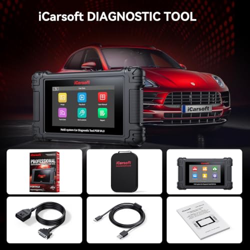 iCarsoft POR V4.0 Bidirectional Diagnostic Tool for Porsche + 2 Car Make Groups, OBD2 Scanner with Actuation Test, 28 Services Battery Registration,Support CAN-FD-Free Update