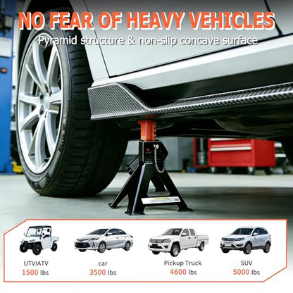 Jack Stands, 3 Ton (6,600 lbs) Extra Tall Heavy Duty Car Jack Stand