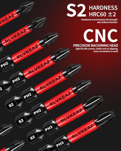 10-Pack Phillips Bits #1#2#3 Impact Magnetic, 2 Inch Phillips Head Drill & Screwdriver Bits Set, Premium S2 Steel, 1/4" Hex-Shank, (PH1/PH2/PH3) for Power Drill, Professional & DIY - style: #1#2#3 phillips bits 10pcs