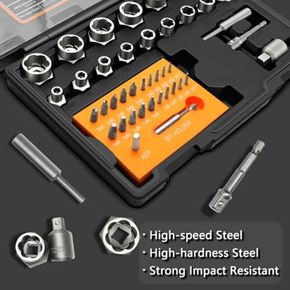 Coobeast 41Pcs Bolt Extractor Kit and Small Screw Extractor Set, Ez Out Bolt Extractor Tool with 5Pcs Compatible Adapter for Stripped Screw, Broken Nut and Damaged Bolt Remove - size: 41 PCS