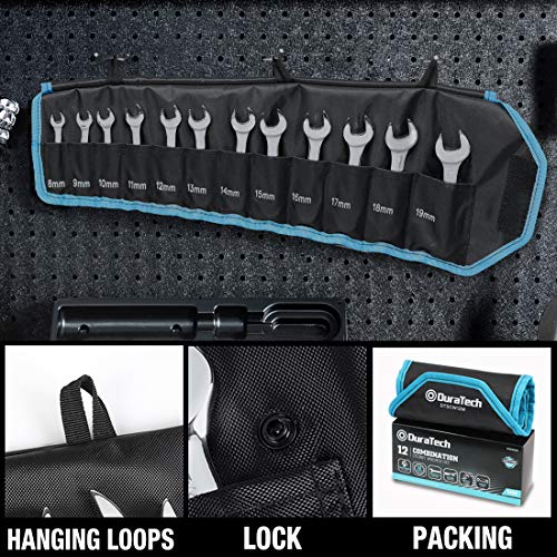 DURATECH Stubby Combination Wrench Set, Metric, 12-Piece, 8-19mm, 12 Point, CR-V Steel, with Rolling Pouch - size: 12-Piece, Metric