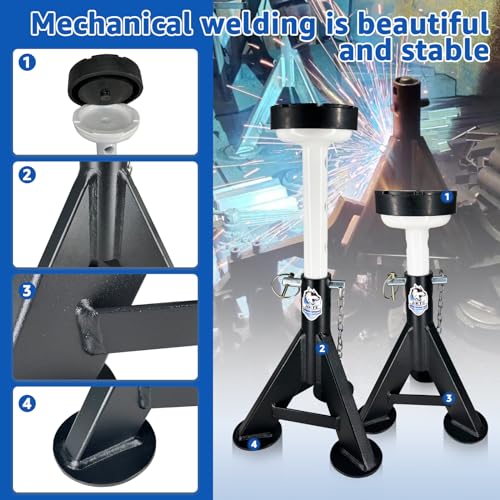 HKTE 4 Ton Low Profile Jack Stands 2 Pack, 8000 lbs Heavy Duty Car Jack Stands for Cars & Light Trucks, with Security Locking Pins - color: JACK STANDS 8000LB LOW PROFILE