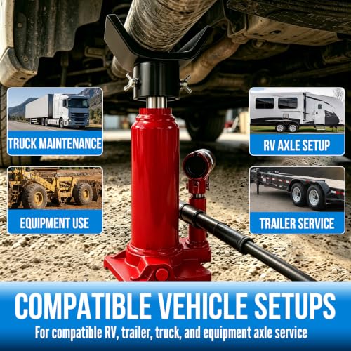 Bottle Jack Adapter,V-Shaped Axle Saddle, Adjustable Bolts (Black | V-shaped axle saddle helps position common 3 in and 4 in round axle tubes for RV, trailer and truck service - color: Black Bolts