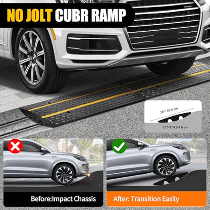 Rubber Driveway Ramps, Heavy Duty 66139lbs Weight Capacity Low Profile Car Ramps, Threshold Ramp for Loading Dock, Garage, Sidewalk, Truck, Scooter, Bike, Motorcycle & Wheelchair
