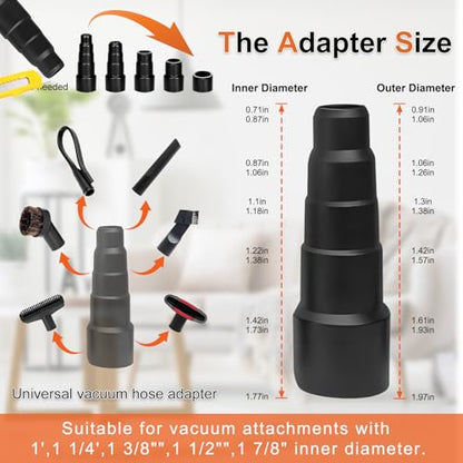 Upgraded Dryer Lint Vent Cleaner Kit & Vacuum Attachments Brushes Compatible with Shop Vacs 2-1/4'' 1-7/8'' 1-3/8'' 1-1/4 Inch- Flexible Vacuum Crevice Attachment Tool for Shop Vac Accessories
