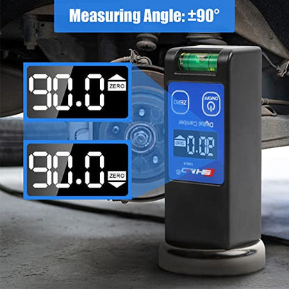 Digital Magnetic Camber Gauge Wheel Alignment Tool | -90°~+90° Precise Read, Digital Display, Bubble Level & Reset Key, Universal for Car SUV RV Truck Auto Maintenance