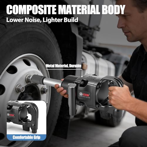 XIIW 1 Inch Air Impact Wrench, Up to 2500ft-lbs Torque, 1 Inch Impact Gun | 16.2 lbs Lightweight Pneumatic Impact Wrench 5500 RPM with with 1/2" Air Inlet for Heavy Duty Repairs and Maintenance - size: 1 Inch | 2500 ft-lbs