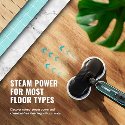PurSteam ScrubMaster Steam Mop with Dual Scrubbing Head and LED Lights | Dual Scrubbing Head | LED Headlights | Adjustable Steam Control | Anti-Slip Swivel Head | Cable Holder | Upright Lock - size: Small