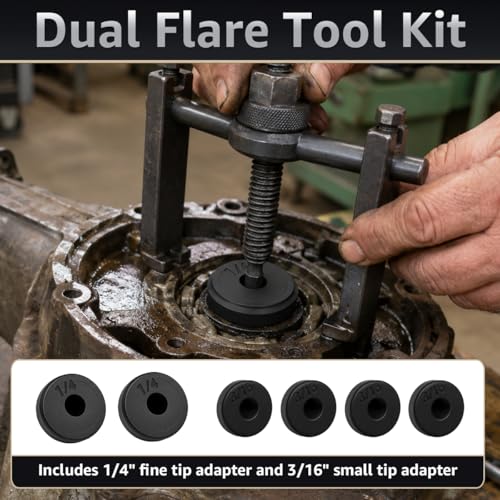 6 PCS Brake Line Flaring Tool Kit, 3/16" & 1/4" Metal Adapter Car Brake Flare Tools, Professional Tubing Flaring Adapters Replacement for Brakes Lines Fuel Lines Copper Pipe