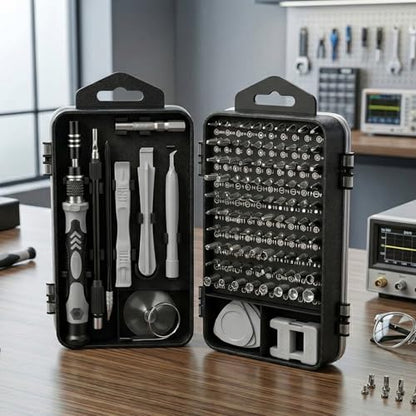 115-in-1 Precision Screwdriver Sets, Multiple Repair Tool Kit with Cluch Head and Bits Non Slip Handle and Tweezers for Electronics, Watch, Glasses, Automotive Maintenance, Gray - color: Gray