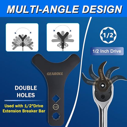 Lower Control Arm Prying Tool with Two Pry Bar Wrench Adaptor Head, Suspension Specialty Arm Lever Bushing Tool, Ratchet Pry Bar Attachment, Compatible with 1/2" Drive Extension Breaker Bar - size: arm and pry tool