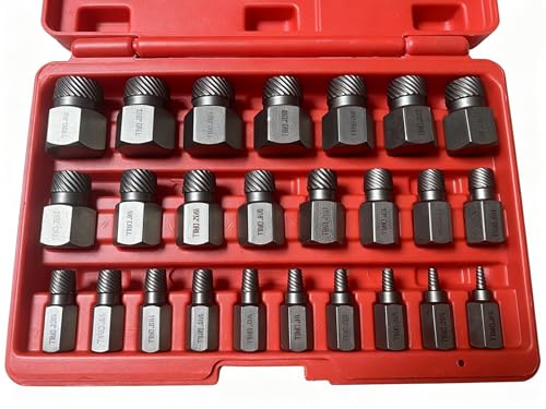 FLZOSPER 25-Piece Multi-Spline Screw Extractor Set, CR-MO Steel Easy Out Bolt Remover Kit for Broken Studs, Damaged Bolts & Socket Screws Removal