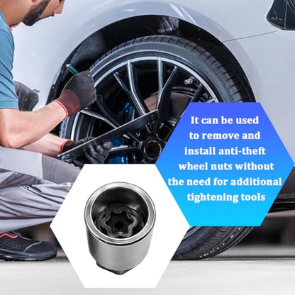 Car D-Wheel Locking Nut Removal Tool, Anti-Theft Vehicle Lug Nut Remover Key Socket Adapter, Durable Automotive Lost Wheel Lock Key, Compatible with Smooth Speedmaster
