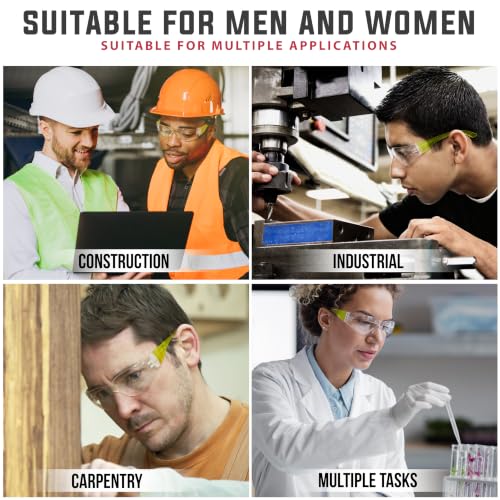 BISON LIFE Clear Safety Glasses – ANSI Z87.1 Certified Scratch & Impact Resistant Eye Protection Goggles for Men & Women - color: Clear/Yellow