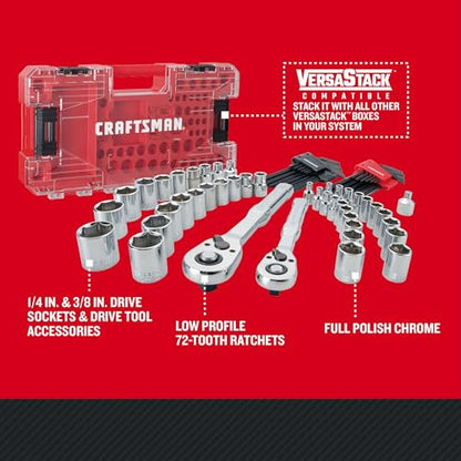 Craftsman Versastack Mechanics Tool Set, 1/4 and 3/8 Inch Drive, 71 Piece (CMMT45171) (Pack of 2) - size: (Pack of 2)